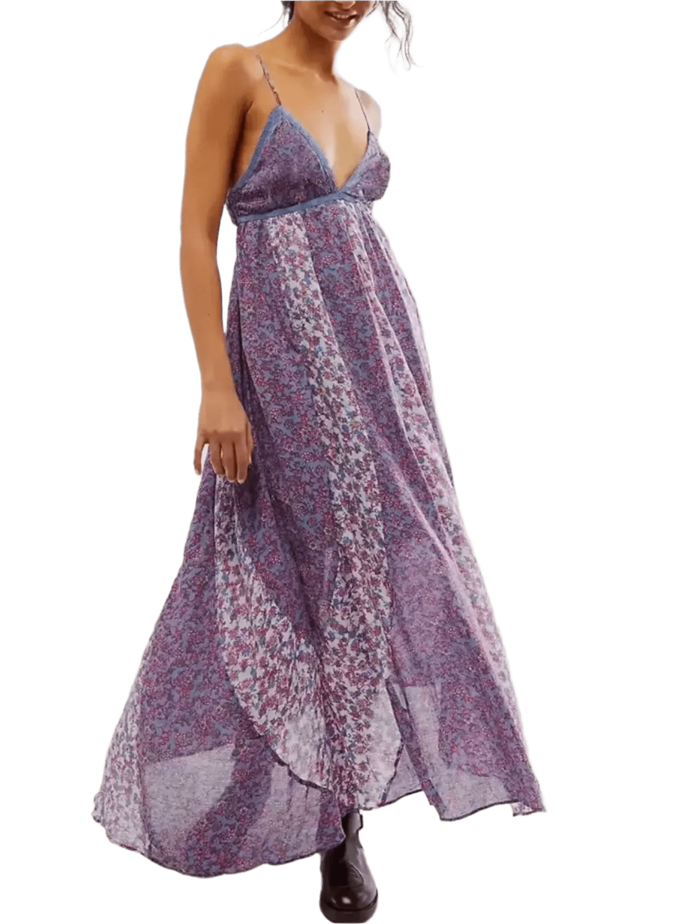 Bloom & Breeze Floral V - Neck Maxi Cami Dress - minbolu