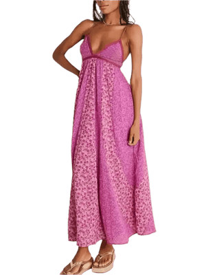 Bloom & Breeze Floral V-Neck Maxi Cami Dress - minbolu -