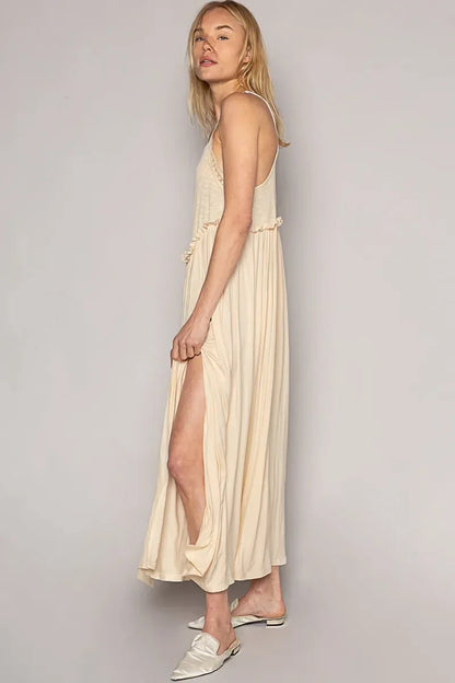 Bohemian Maxi Dress with Side Slit - minbolu -