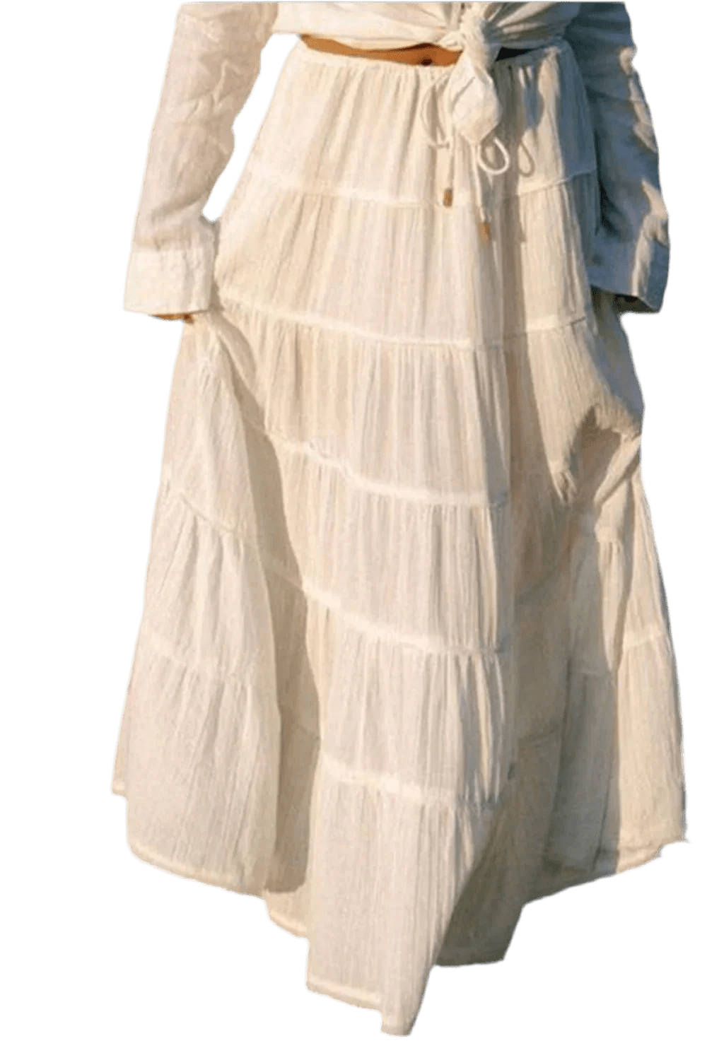 Boho Chic Tiered Maxi Skirt in White - minbolu -