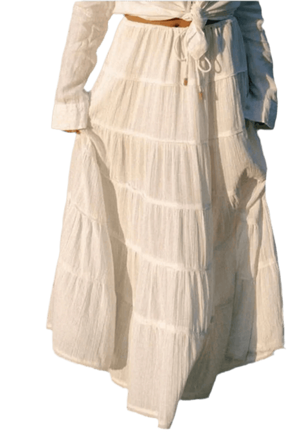 Boho Chic Tiered Maxi Skirt in White - minbolu