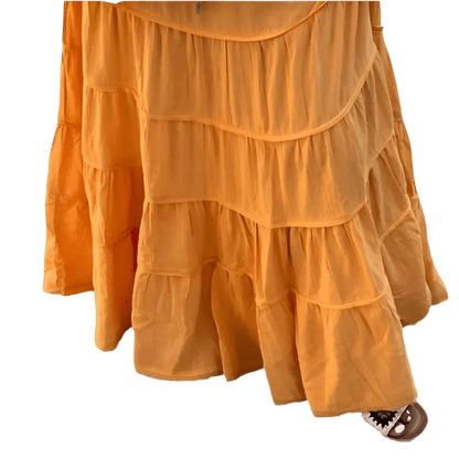Boho Chic Tiered Maxi Skirt - Tangerine - minbolu -