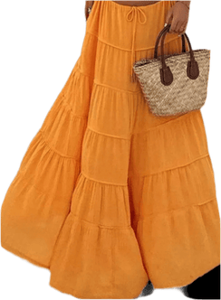 Boho Chic Tiered Maxi Skirt - Tangerine - minbolu -