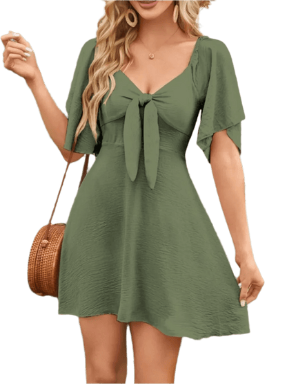 Boho Mini Dress with Smocked Back - minbolu
