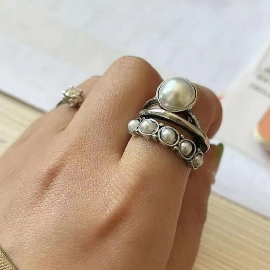 Alloy Three-Layered Open Ring - minbolu -