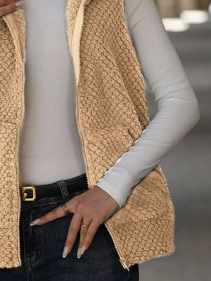 Boho Vest - Women's Zip-Up Sleeveless Coat with Pockets - minbolu -