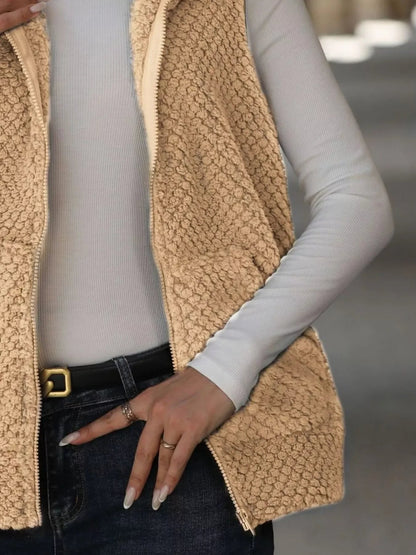 Boho Vest - Women's Zip-Up Sleeveless Coat with Pockets - minbolu -