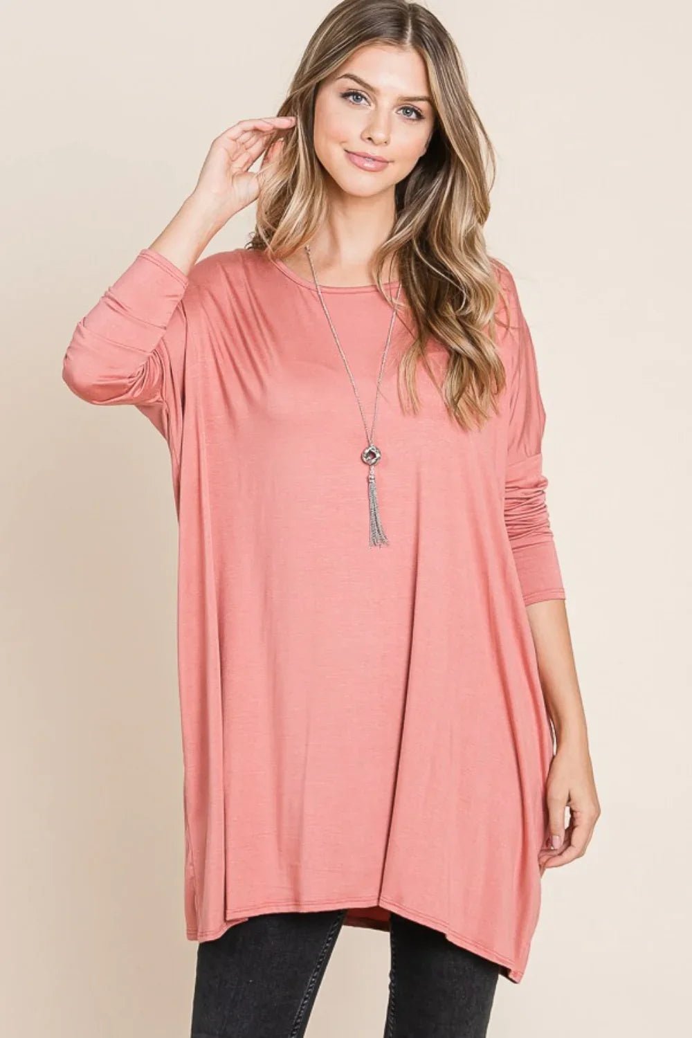 Brick Oversized Long Sleeve Top - minbolu
