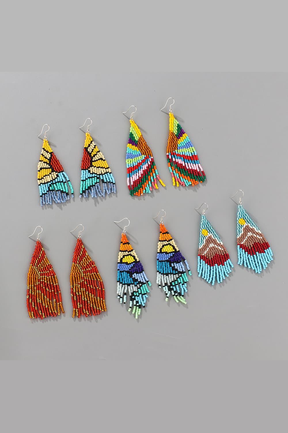 Stylish Beaded Dangle Earrings - minbolu -