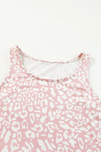 Pink Sleeveless Floor Length Leopard Print Dress with Pockets - minbolu -