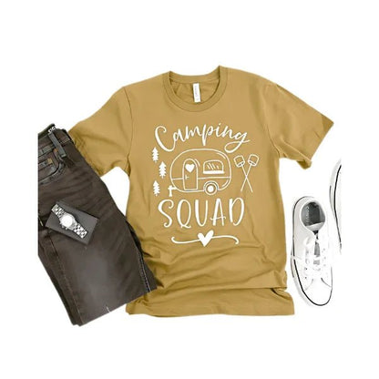Camping Squad Blue Tee | Outdoor Fun Shirt - minbolu