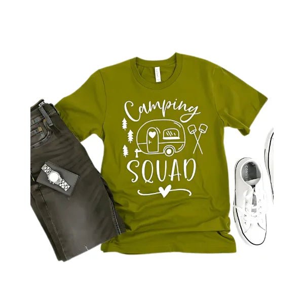 Camping Squad Blue Tee | Outdoor Fun Shirt - minbolu -