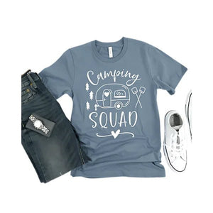Camping Squad Blue Tee | Outdoor Fun Shirt - minbolu -
