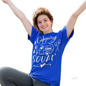 Camping Squad Blue Tee | Outdoor Fun Shirt - minbolu -