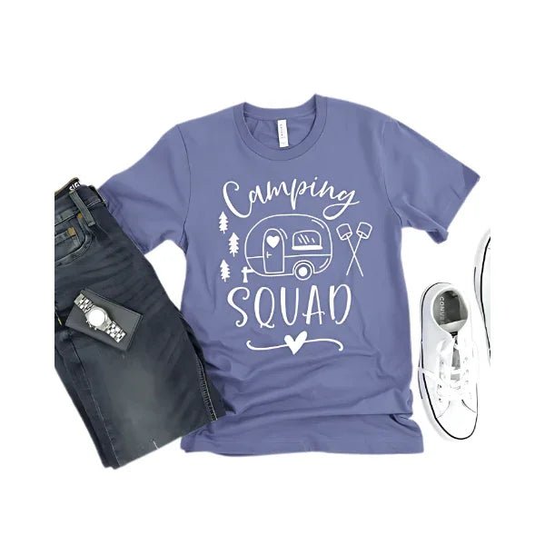 Camping Squad Blue Tee | Outdoor Fun Shirt - minbolu -
