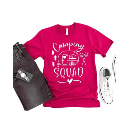 Camping Squad Blue Tee | Outdoor Fun Shirt - minbolu