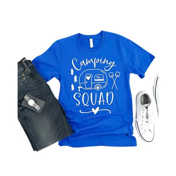 Camping Squad Blue Tee | Outdoor Fun Shirt - minbolu -