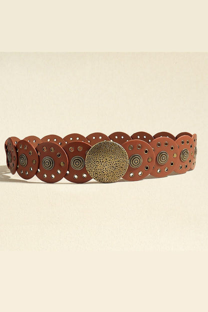 Round Shape PU Leather Belt - minbolu -