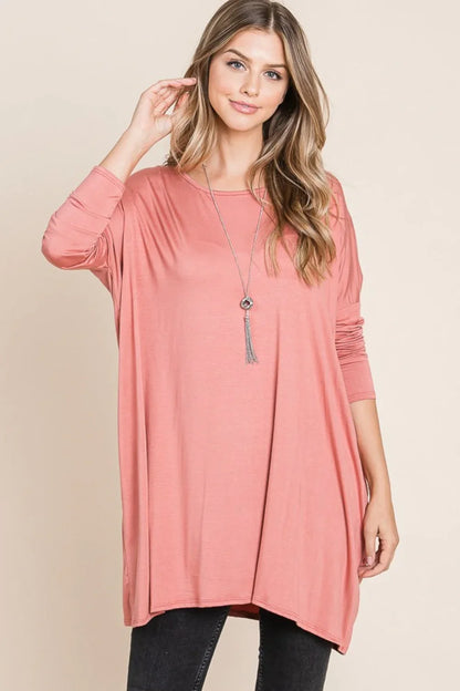 Brick Oversized Long Sleeve Top - minbolu -