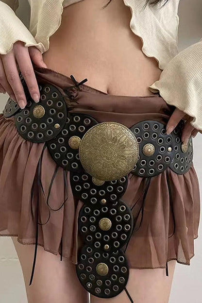 Stylish Zinc Alloy PU Disc Belt - minbolu -