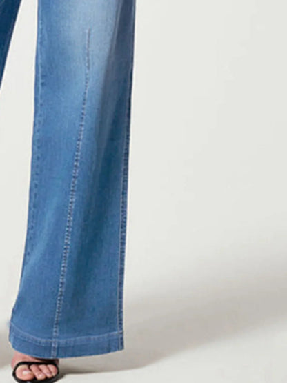 Chic Wide Leg Long Jeans - minbolu -