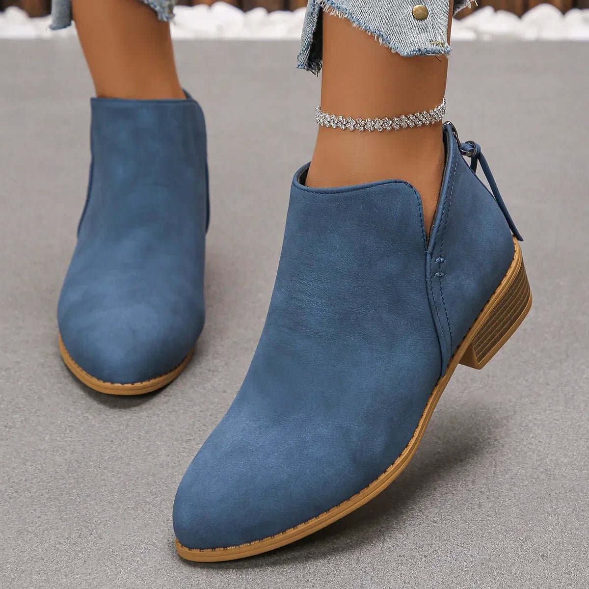 Classic Block Heel Ankle Boots - Versatile Comfort & Style - minbolu