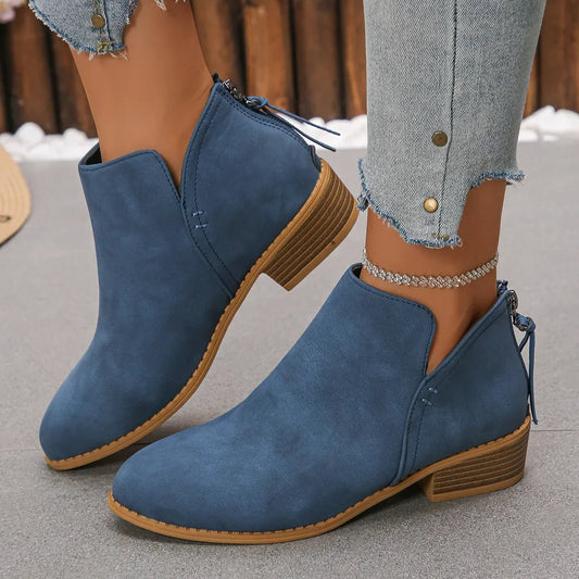 Classic Block Heel Ankle Boots - Versatile Comfort & Style - minbolu