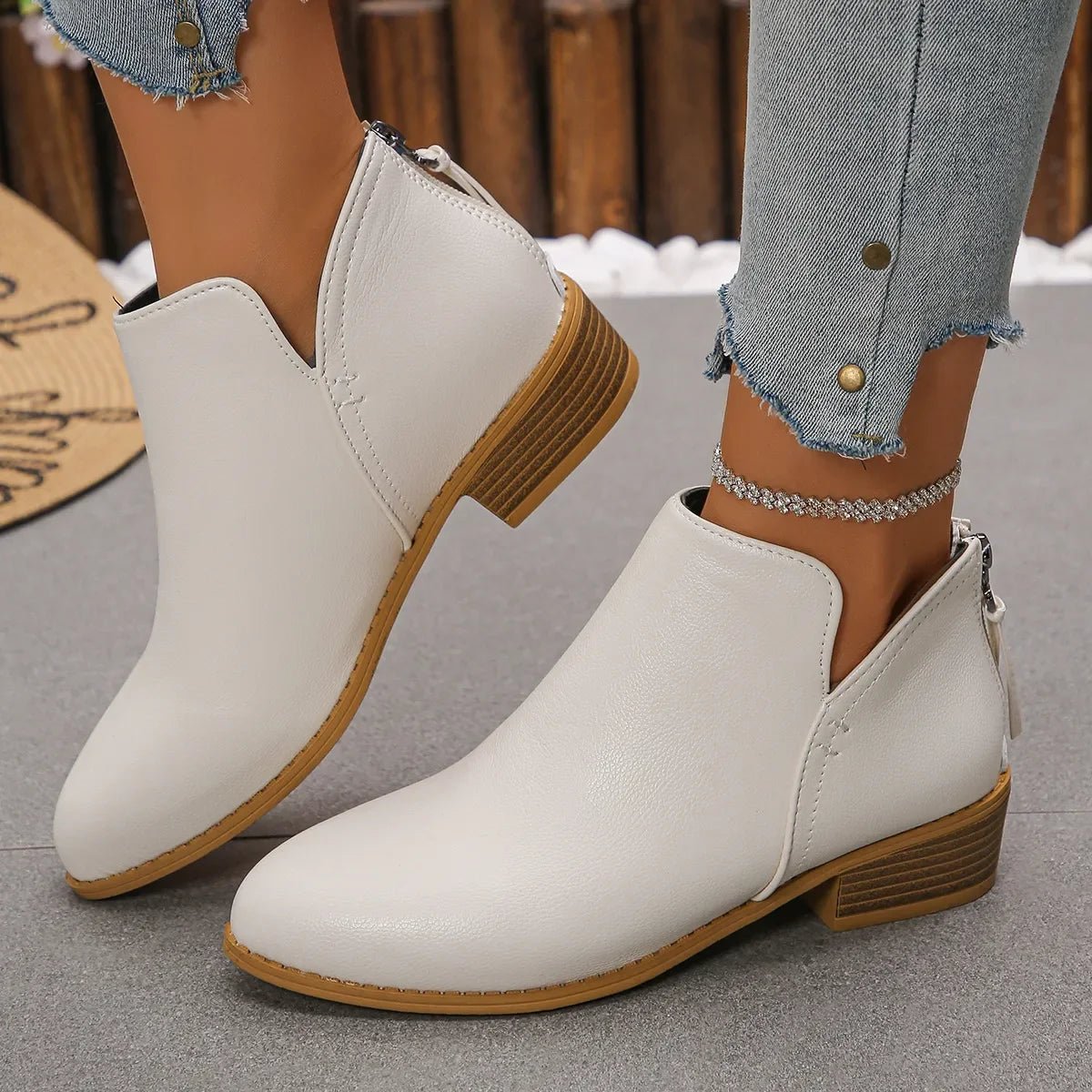 Classic Block Heel Ankle Boots - Versatile Comfort & Style - minbolu