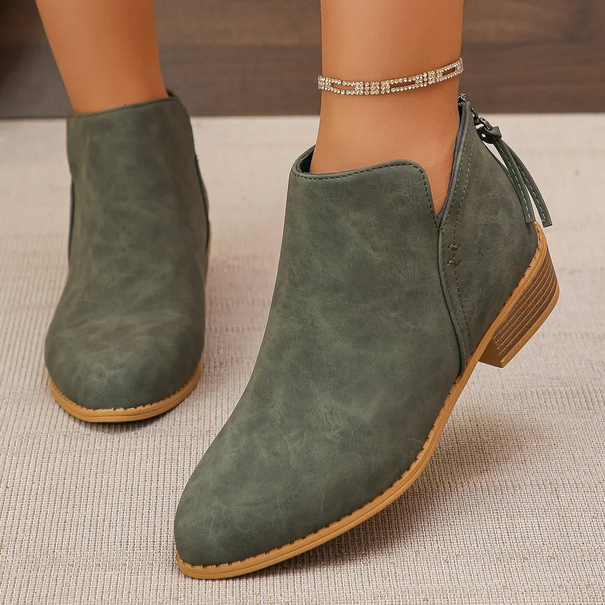 Classic Block Heel Ankle Boots - Versatile Comfort & Style - minbolu