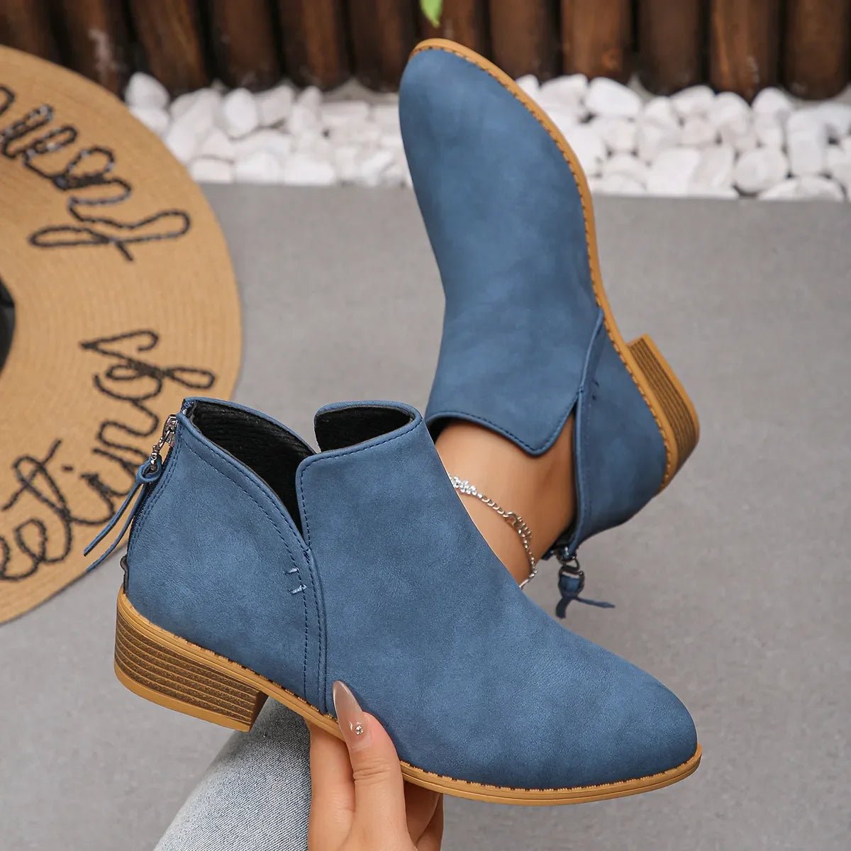 Classic Block Heel Ankle Boots - Versatile Comfort & Style - minbolu