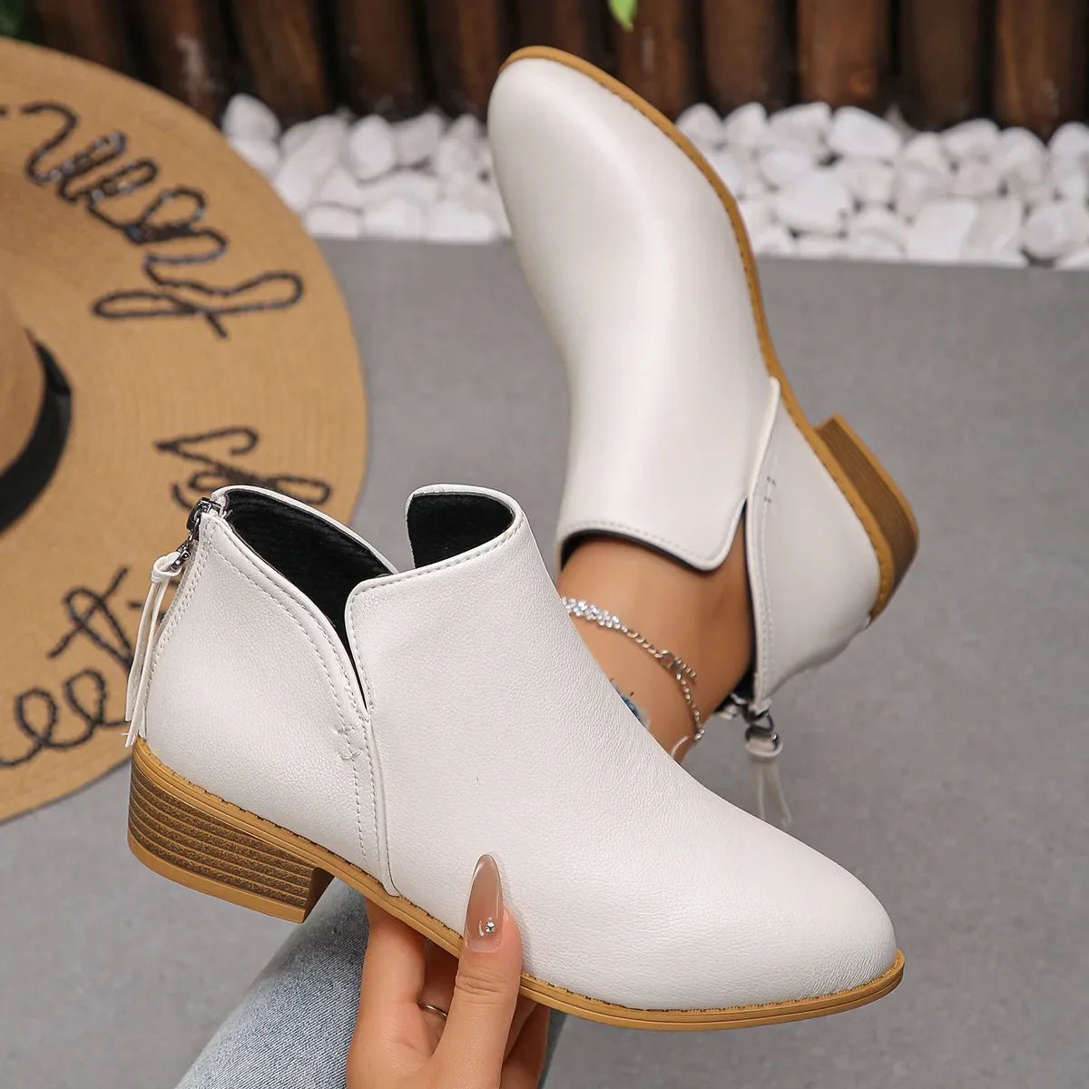 Classic Block Heel Ankle Boots - Versatile Comfort & Style - minbolu