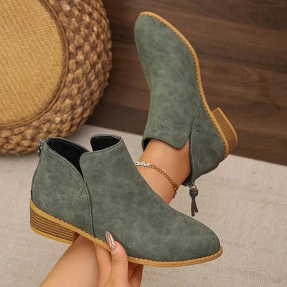 Classic Block Heel Ankle Boots - Versatile Comfort & Style - minbolu
