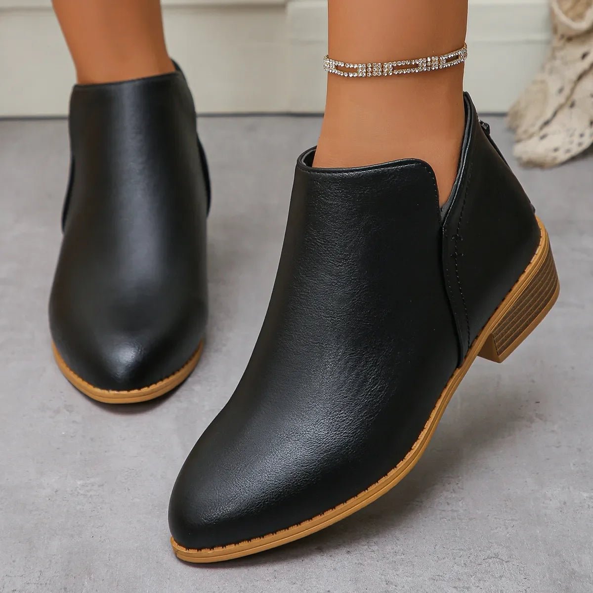Classic Block Heel Ankle Boots - Versatile Comfort & Style - minbolu