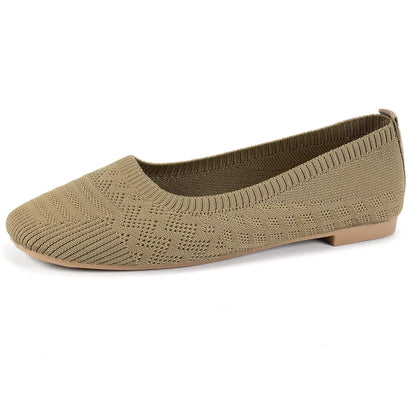 Comfortable Slip - On Flats - Square Toe Design - minbolu