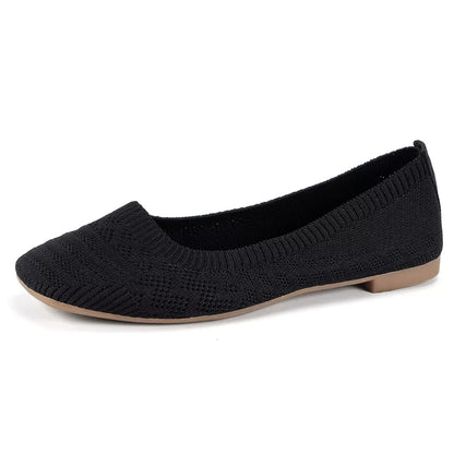 Comfortable Slip - On Flats - Square Toe Design - minbolu