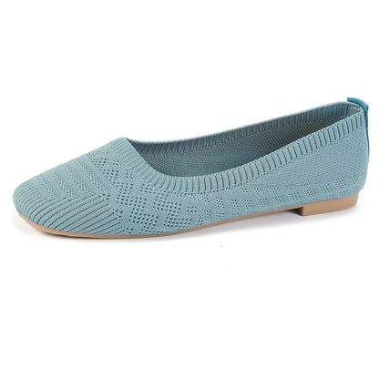 Comfortable Slip - On Flats - Square Toe Design - minbolu