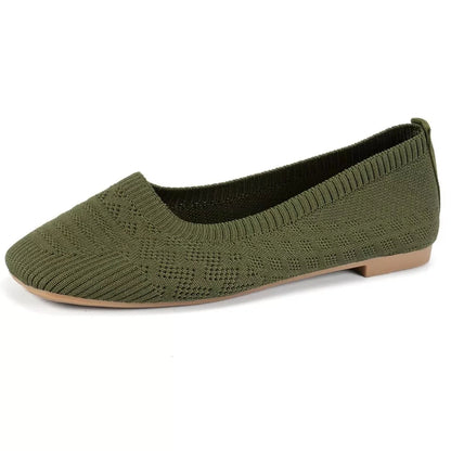 Comfortable Slip - On Flats - Square Toe Design - minbolu