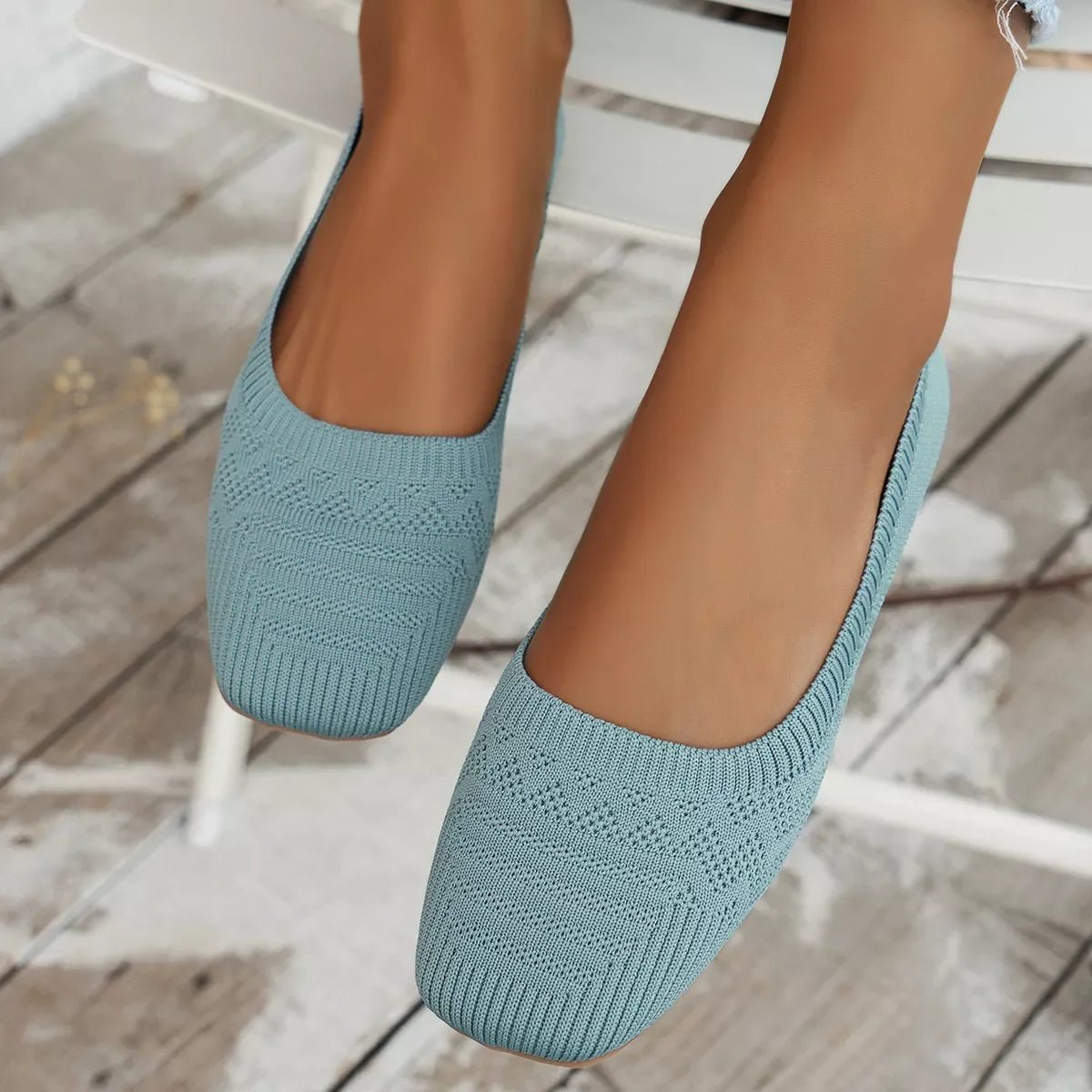 Comfortable Slip - On Flats - Square Toe Design - minbolu