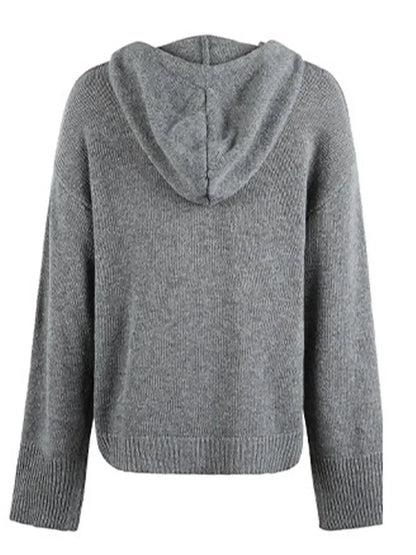 Cozy Drawstring Button Up Women’s Cardigan with Hood - minbolu
