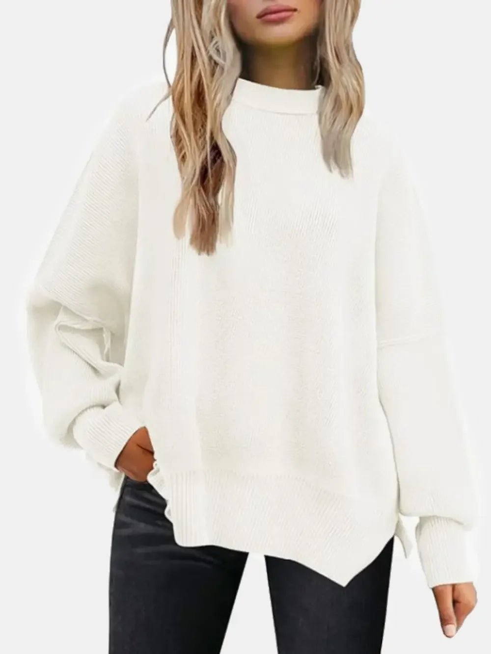 Cozy Drop Shoulder Sweater - Soft Relaxed Fit Women's Pullover - minbolu -