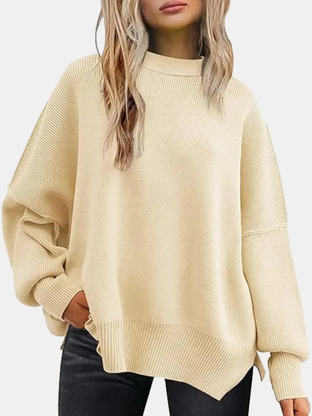 Cozy Drop Shoulder Sweater - Soft Relaxed Fit Women's Pullover - minbolu -