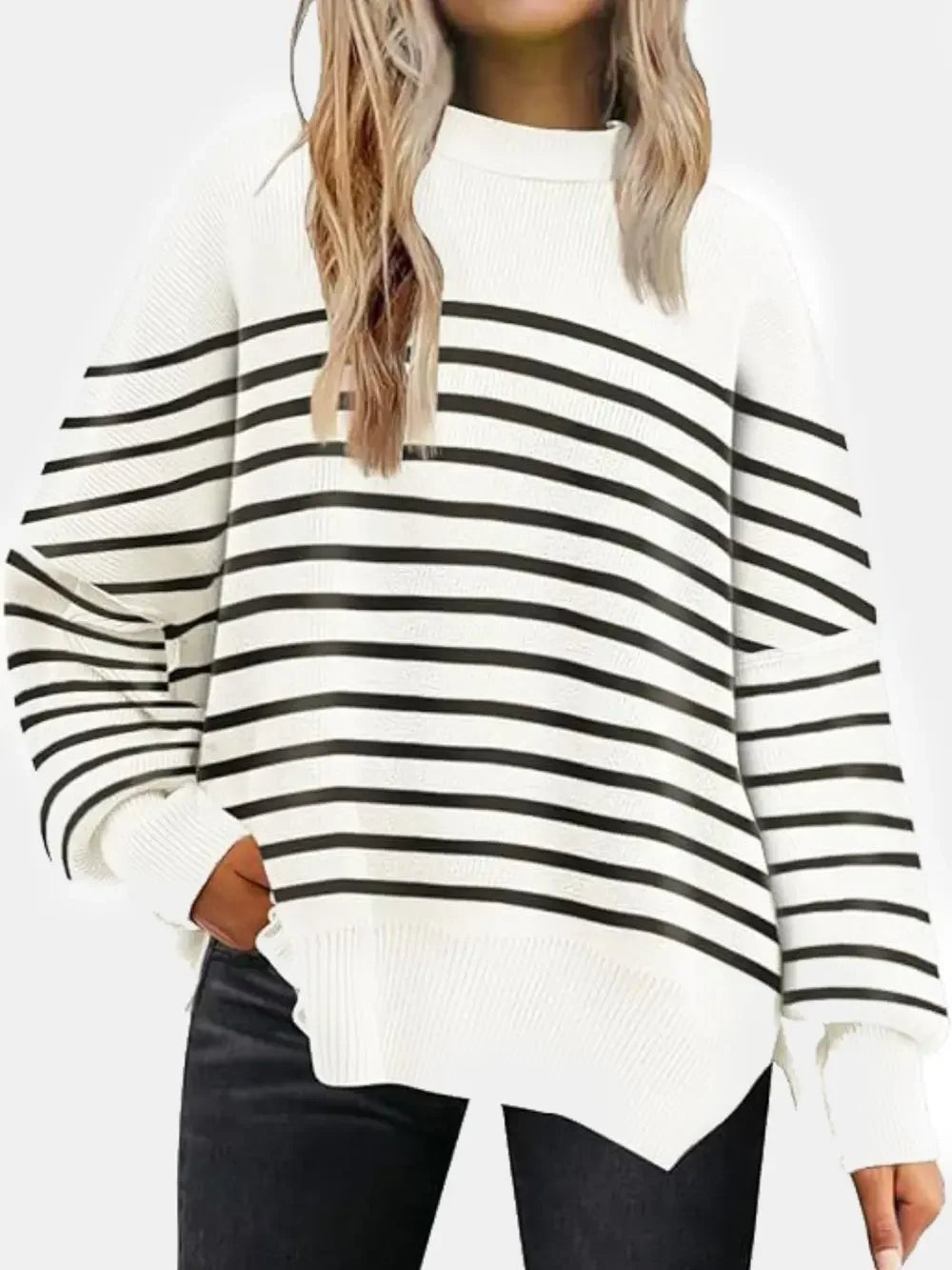 Cozy Drop Shoulder Sweater - Soft Relaxed Fit Women's Pullover - minbolu -