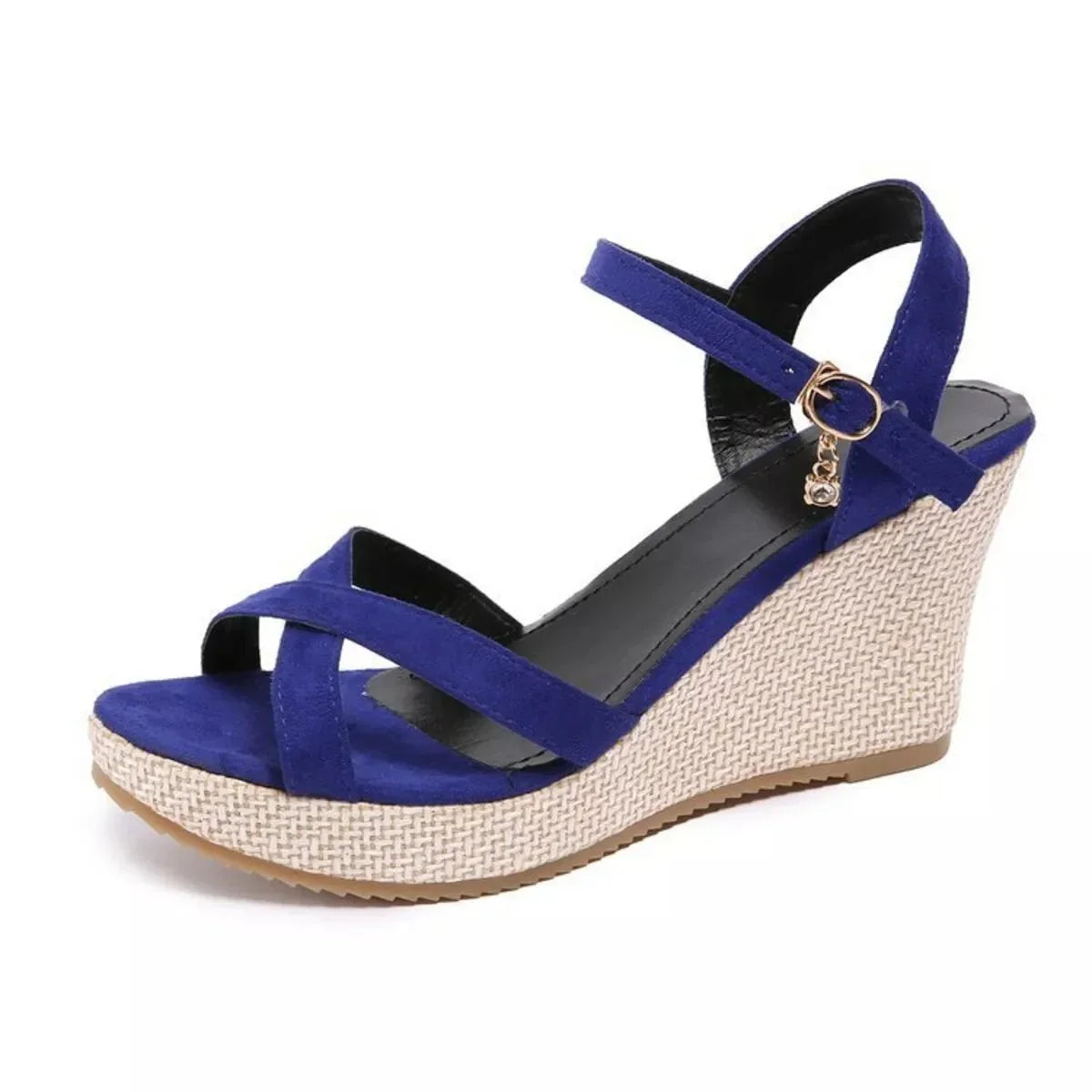 Crisscross Open Toe Wedge Sandals - minbolu -