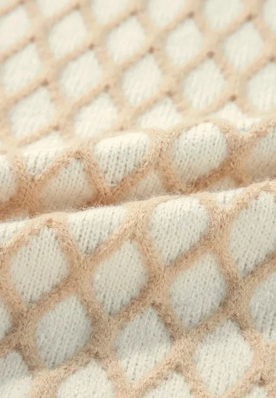 Diamond Pattern Mock Neck Sweater – Soft & Stylish - minbolu
