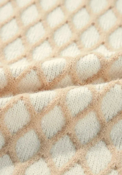 Diamond Pattern Mock Neck Sweater – Soft & Stylish - minbolu
