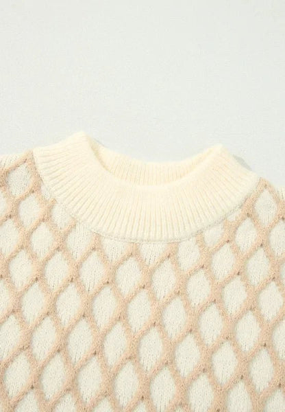 Diamond Pattern Mock Neck Sweater – Soft & Stylish - minbolu