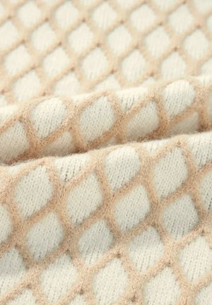 Diamond Pattern Mock Neck Sweater – Soft & Stylish - minbolu -