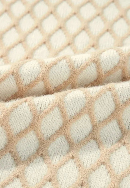Diamond Pattern Mock Neck Sweater – Soft & Stylish - minbolu