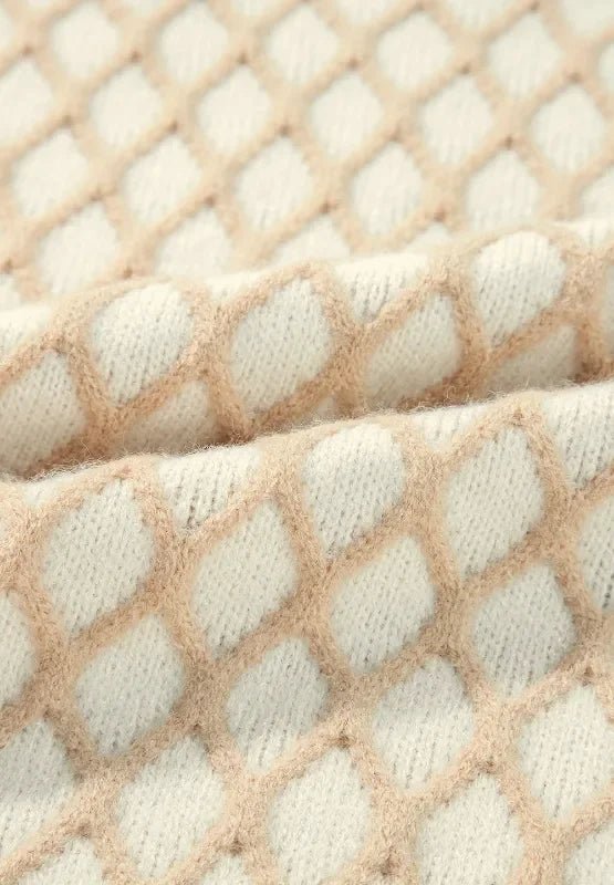 Diamond Pattern Mock Neck Sweater – Soft & Stylish - minbolu -