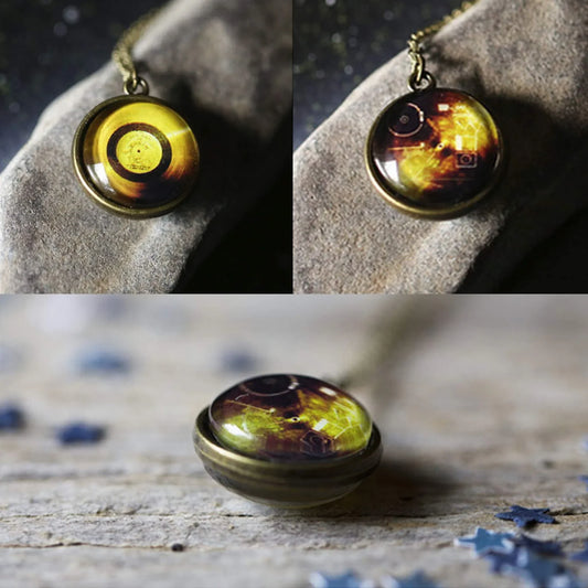 Voyager Golden Record Double-Sided Necklace - minbolu -